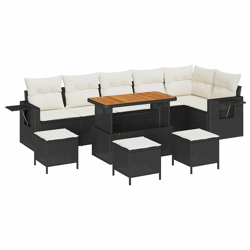 Σετ Καναπέ Κήπου 12 pcs Μαύρο και Κρέμα συνθετικό ρατάν