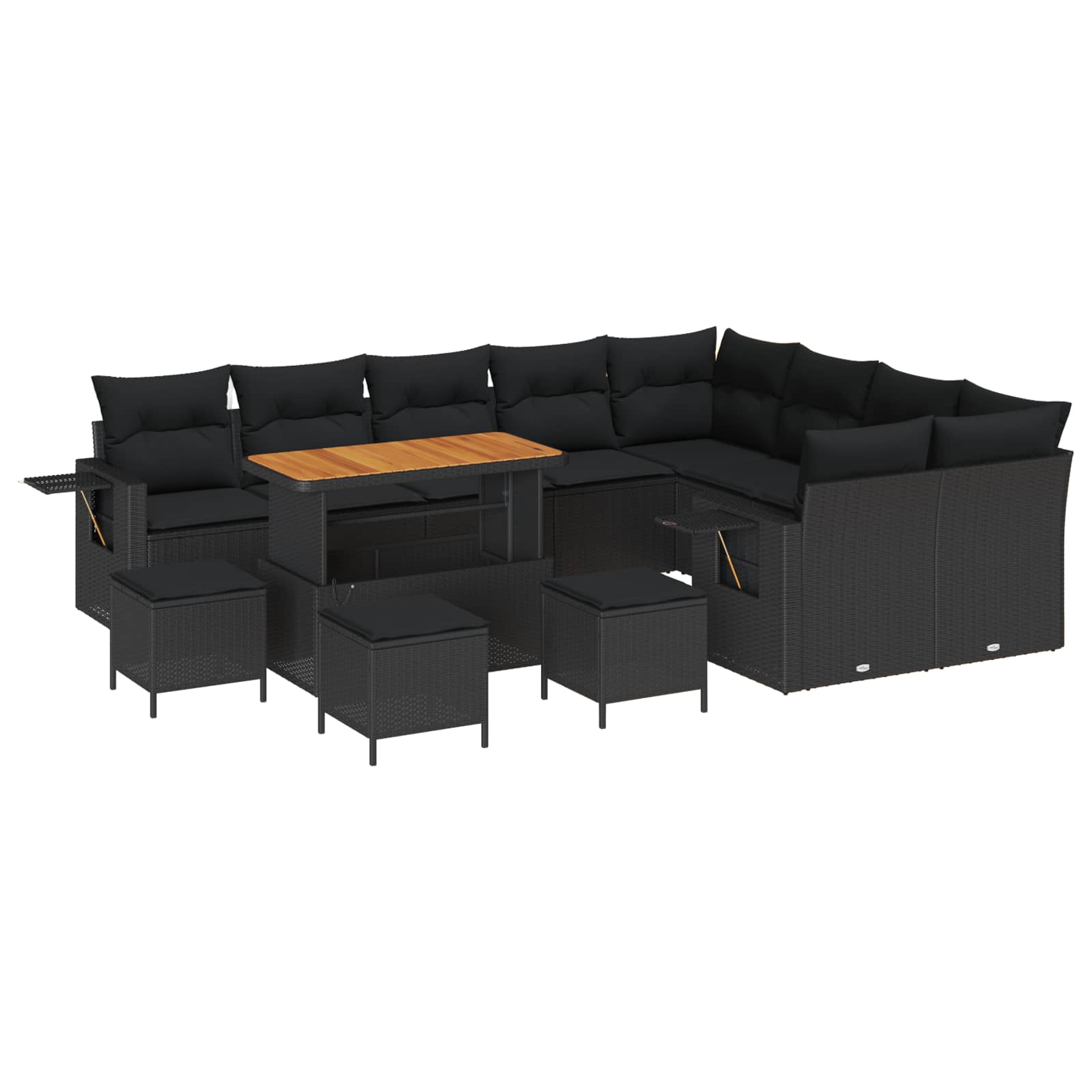 Σετ Καναπέ Κήπου με μαξιλάρι 13 pcs Μαύρο συνθετικό ρατάν