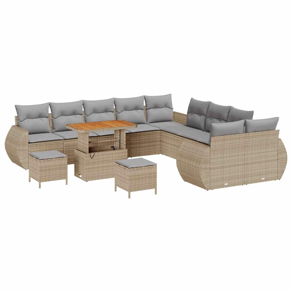 Σετ Καναπέ Κήπου με μαξιλάρι 13 pcs μπεζ και ανοιχτό γκρι
