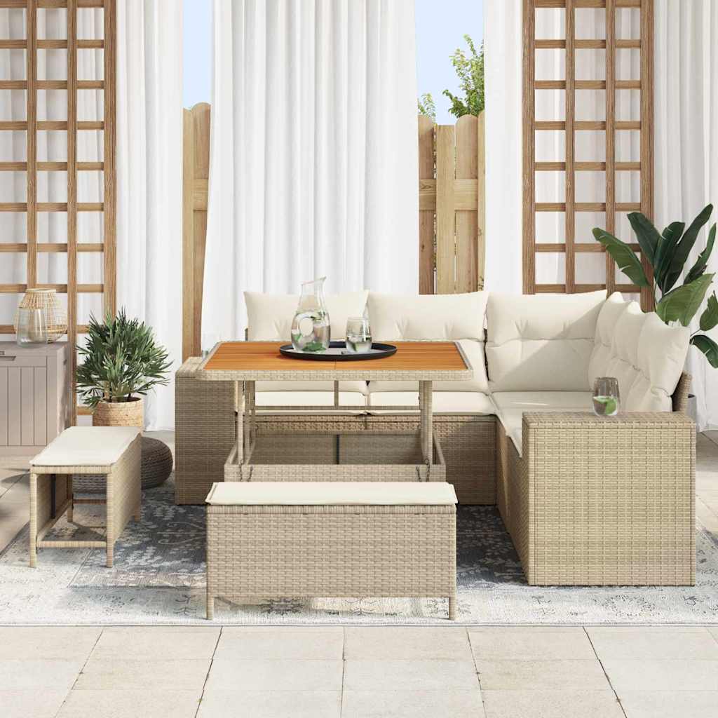 Σετ Καναπέ Κήπου 8 pcs Μπεζ και Κρέμα συνθετικό ρατάν
