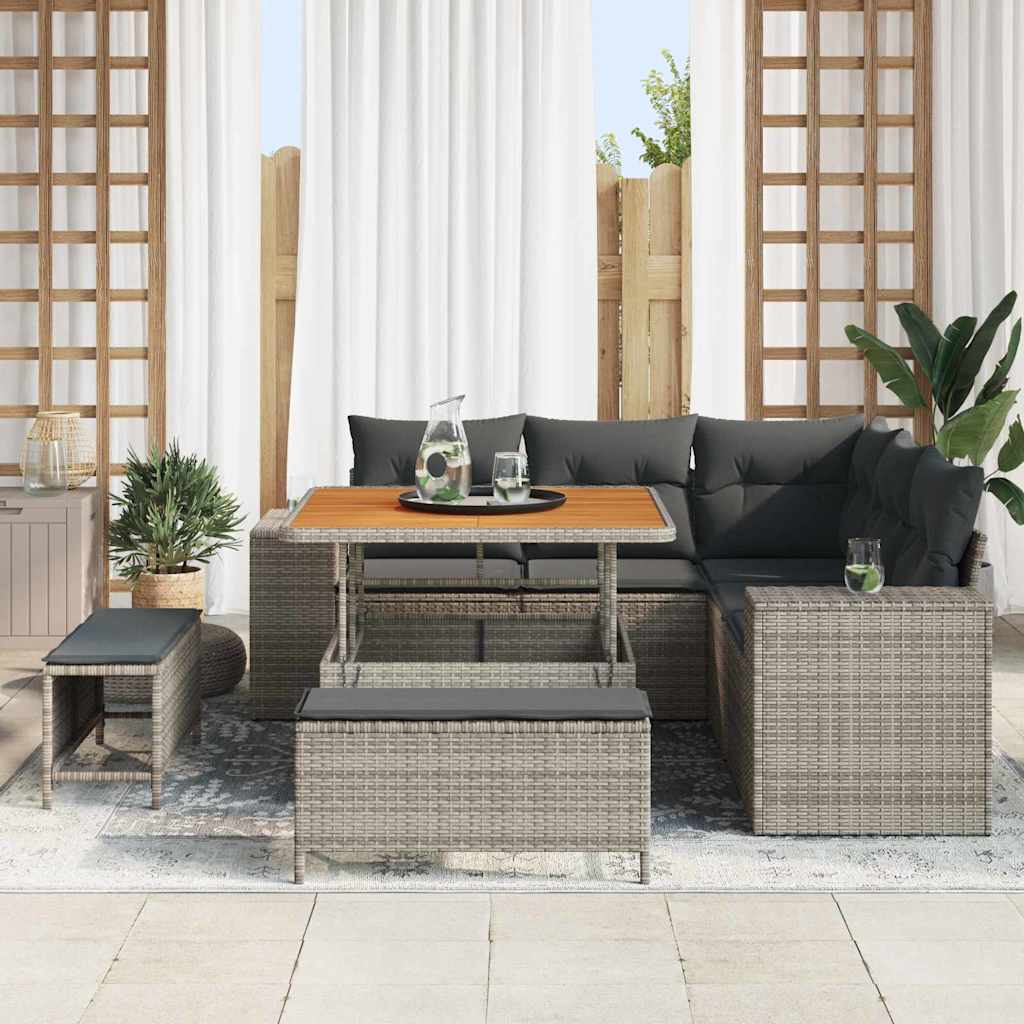 Σετ Καναπέ Κήπου με μαξιλάρι 8 pcs Γκρι συνθετικό ρατάν