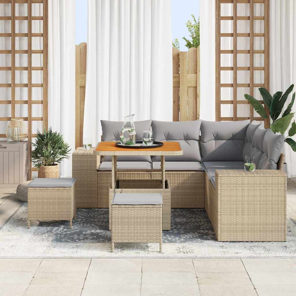 Σετ Καναπέ Κήπου 8 pcs Μπέζ και Ανοιχτό Γκρι συνθετικό ρατάν