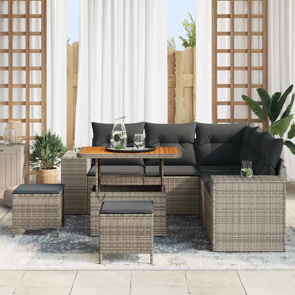 Σετ Καναπέ Κήπου με μαξιλάρι με αποθήκευση 8 pcs Γκρι