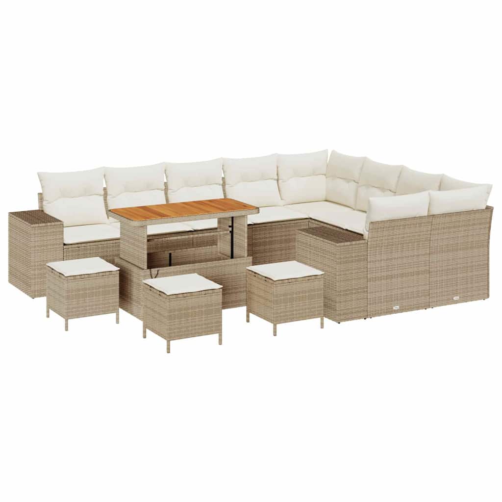 Σετ Καναπέ Κήπου με μαξιλάρι με μαξιλάρι 13 pcs Μπεζ και Κρέμα
