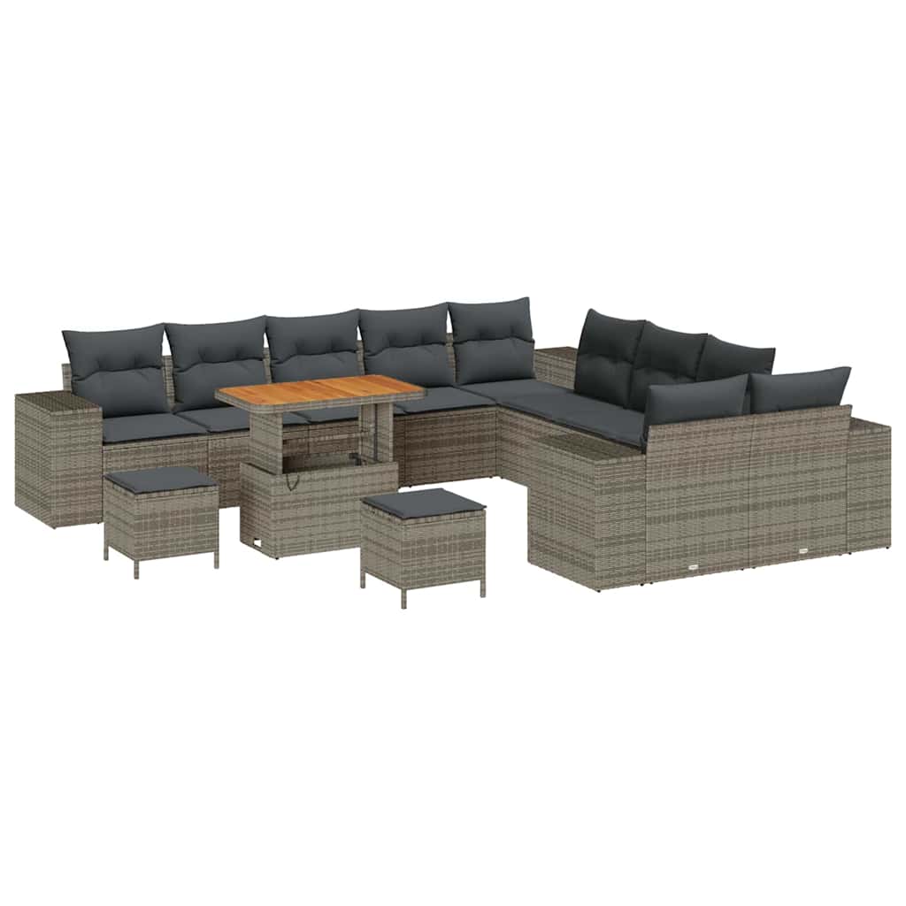 Σετ Καναπέ Κήπου με μαξιλάρι 13 pcs Γκρι συνθετικό ρατάν