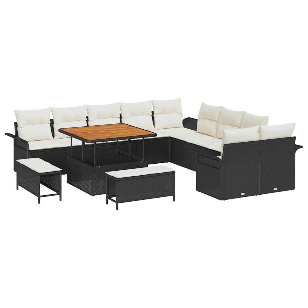 Σετ Καναπέ Κήπου με μαξιλάρι 13 pcs Μαύρο και Κρέμα