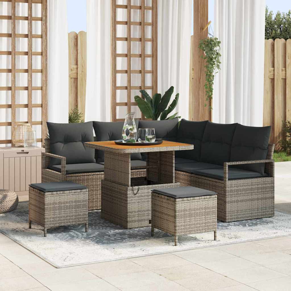 Σετ Καναπέ Κήπου με μαξιλάρι με αποθήκευση 8 pcs Γκρι