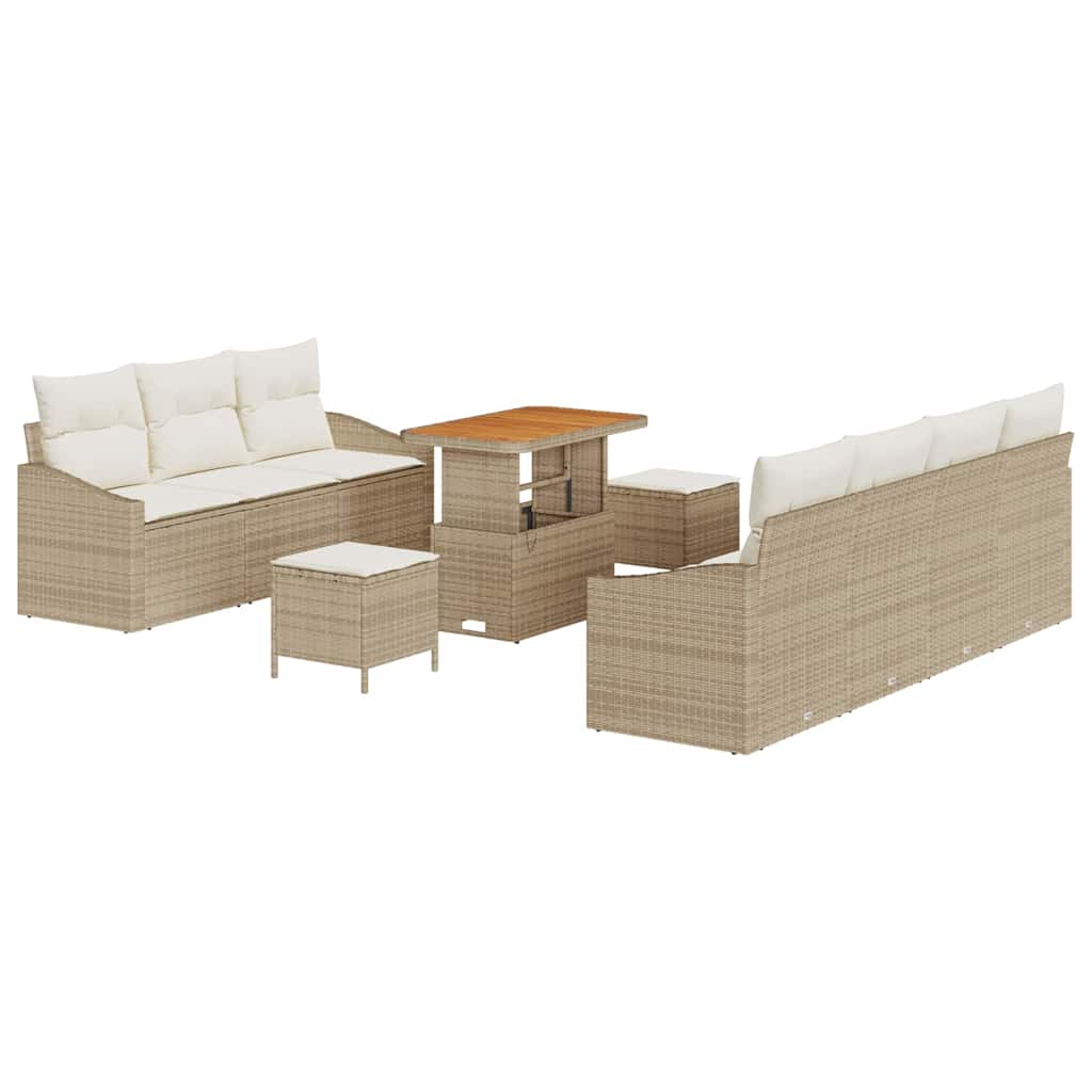 Σετ Καναπέ Κήπου με μαξιλάρι με μαξιλάρι 10 pcs Μπεζ και Κρέμα
