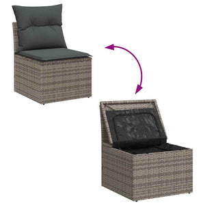 Σετ Καναπέ Κήπου 12 τεμ. 11-Αριθμός καθισμάτων Γκρι Πολυ ράταν
