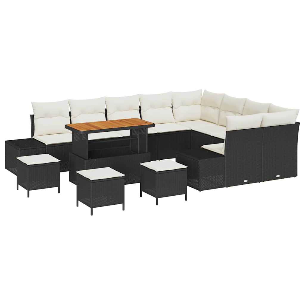Σετ Καναπέ Κήπου με μαξιλάρι 13 pcs Μαύρο Πολυ ράταν - Pakobazaar