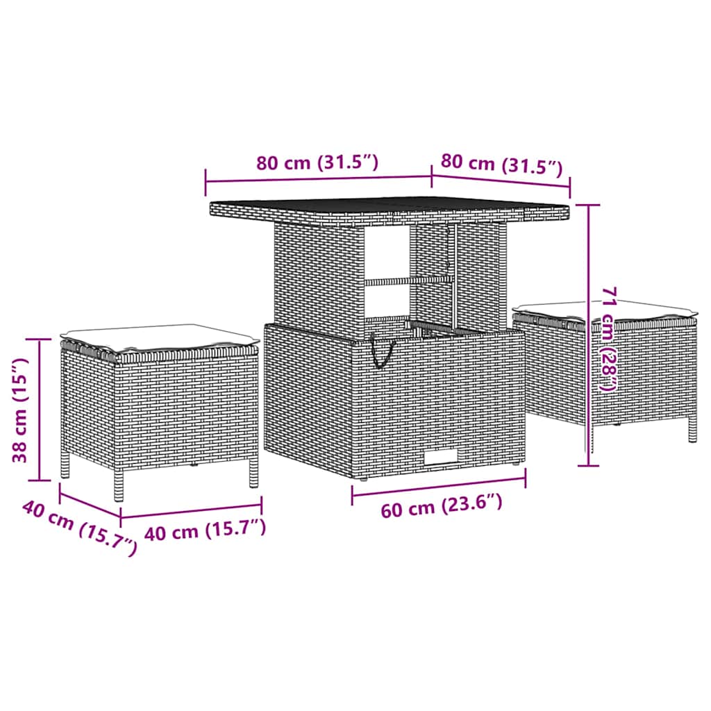 Σετ Καναπέ Κήπου με μαξιλάρι 10 pcs Μαύρο Πολυ ράταν