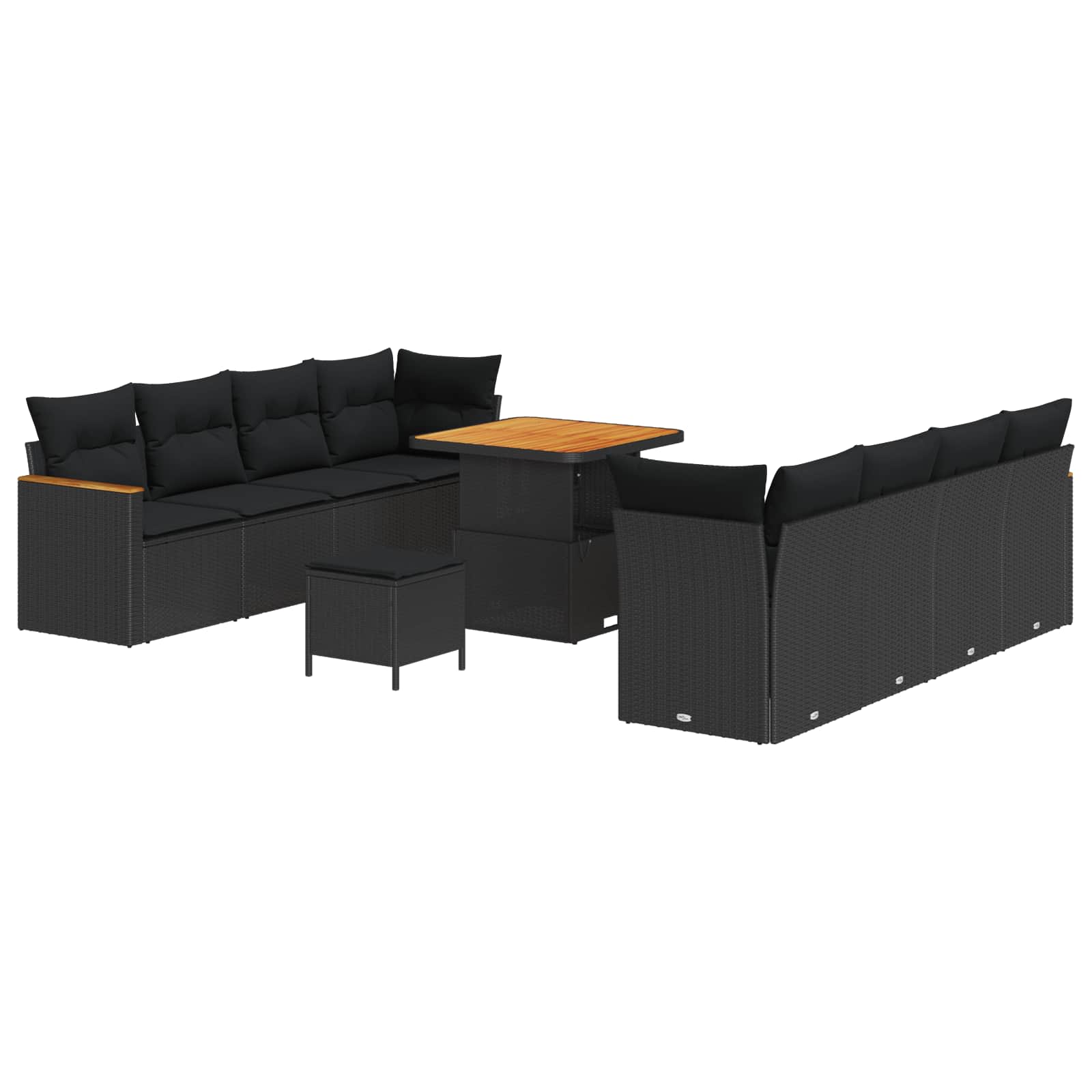 Σετ Καναπέ Κήπου με μαξιλάρι 12 pcs Μαύρο συνθετικό ρατάν - Pakobazaar