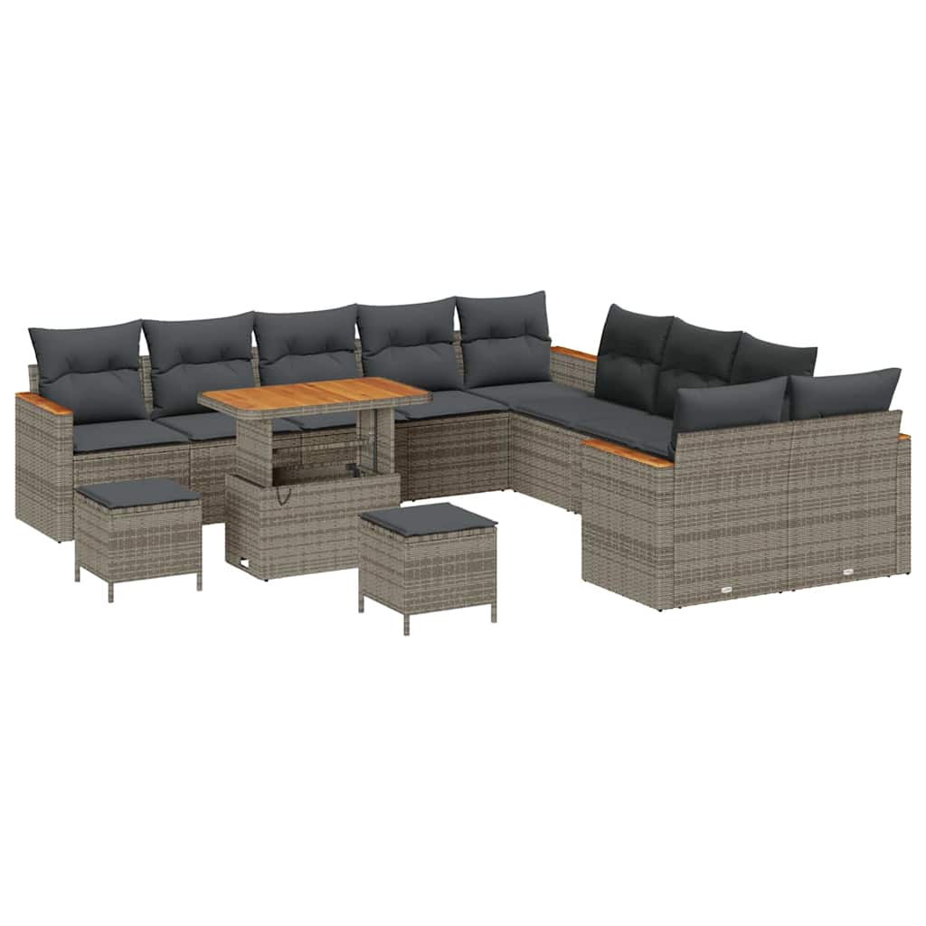 Σετ Καναπέ Κήπου με μαξιλάρι 13 pcs Γκρι συνθετικό ρατάν