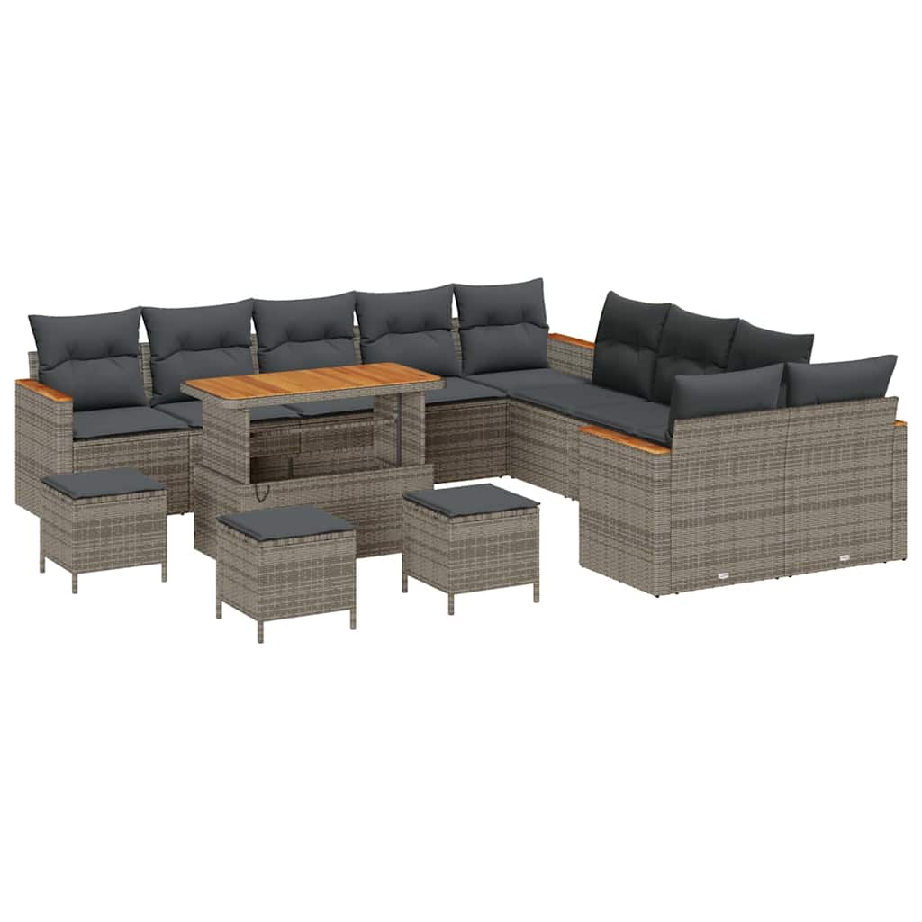 Σετ Καναπέ Κήπου με μαξιλάρι 18 pcs Γκρι συνθετικό ρατάν