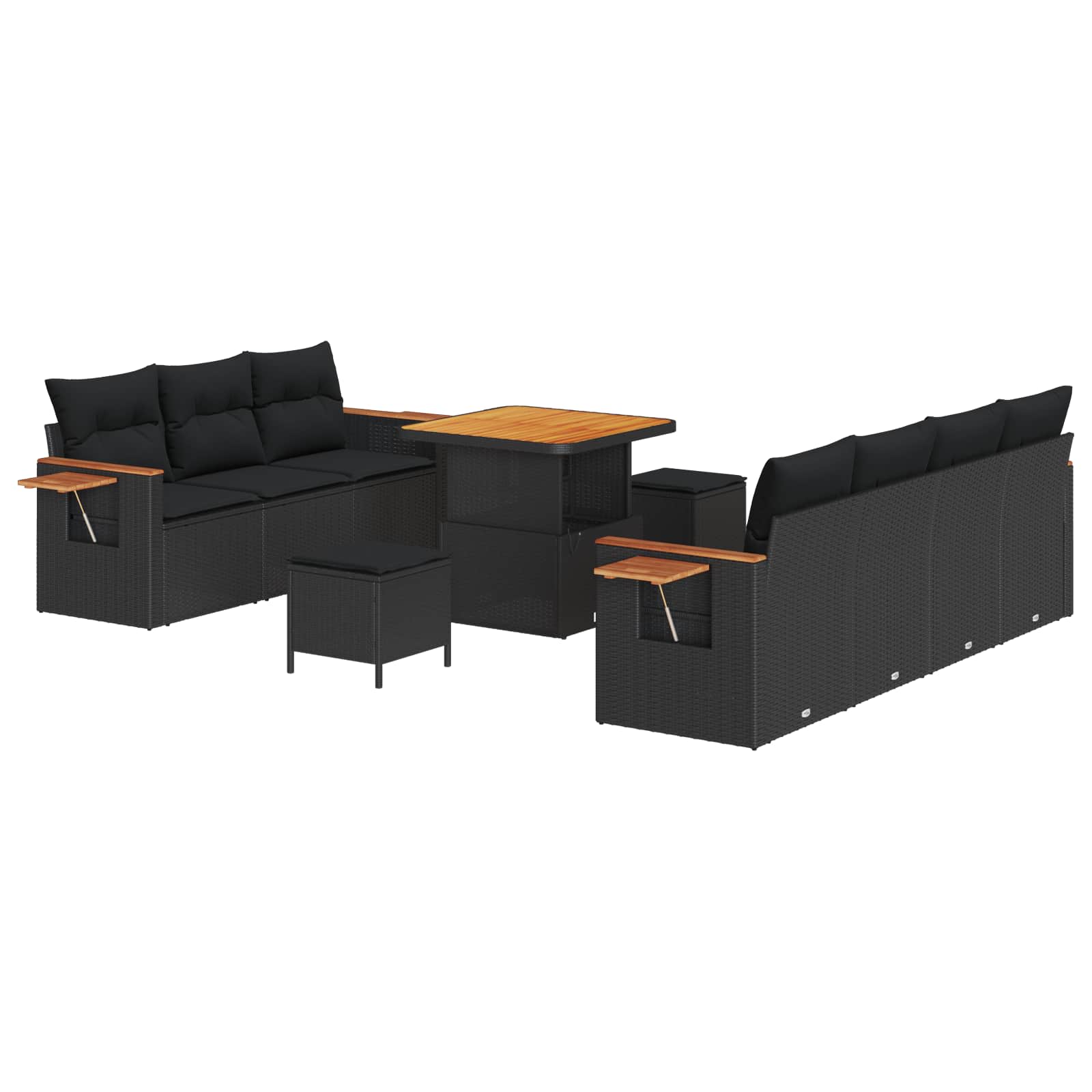 Σετ Καναπέ Κήπου με μαξιλάρι 13 pcs Μαύρο συνθετικό ρατάν - Pakobazaar