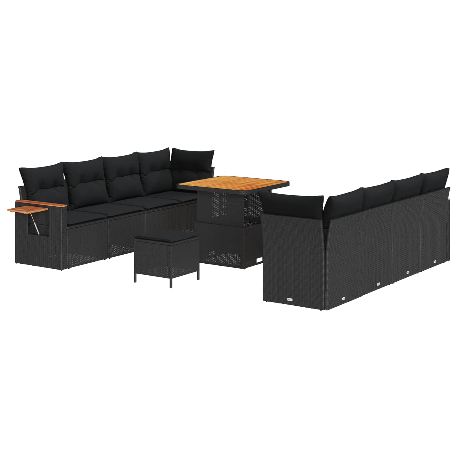 Σετ Καναπέ Κήπου με μαξιλάρι 12 pcs Μαύρο συνθετικό ρατάν - Pakobazaar