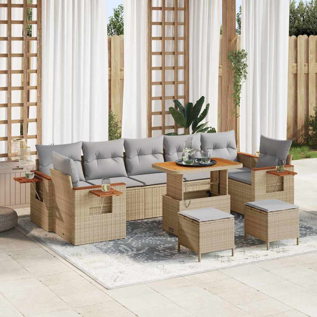 Σετ Καναπέ Κήπου 13 pcs Μπέζ και Ανοιχτό Γκρι συνθετικό ρατάν - Pakobazaar