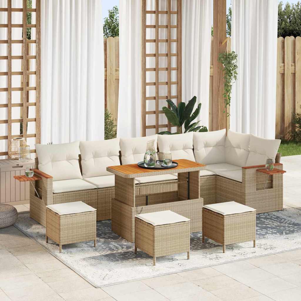 Σετ Καναπέ Κήπου 12 pcs Μπεζ και Κρέμα συνθετικό ρατάν - Pakobazaar
