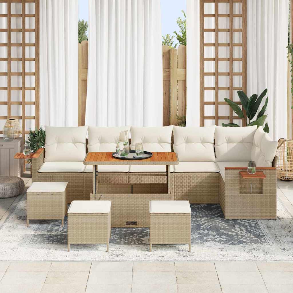 Σετ Καναπέ Κήπου 12 pcs Μπεζ και Κρέμα συνθετικό ρατάν - Pakobazaar