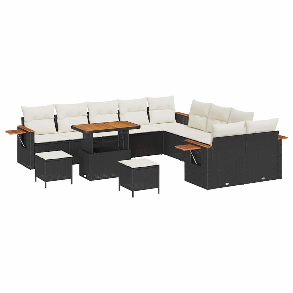 Σετ Καναπέ Κήπου 17 pcs Μαύρο και Κρέμα συνθετικό ρατάν - Pakobazaar