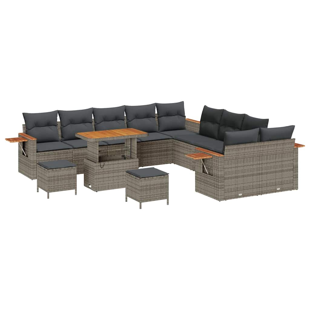 Σετ Καναπέ Κήπου με μαξιλάρι 17 pcs Γκρι συνθετικό ρατάν