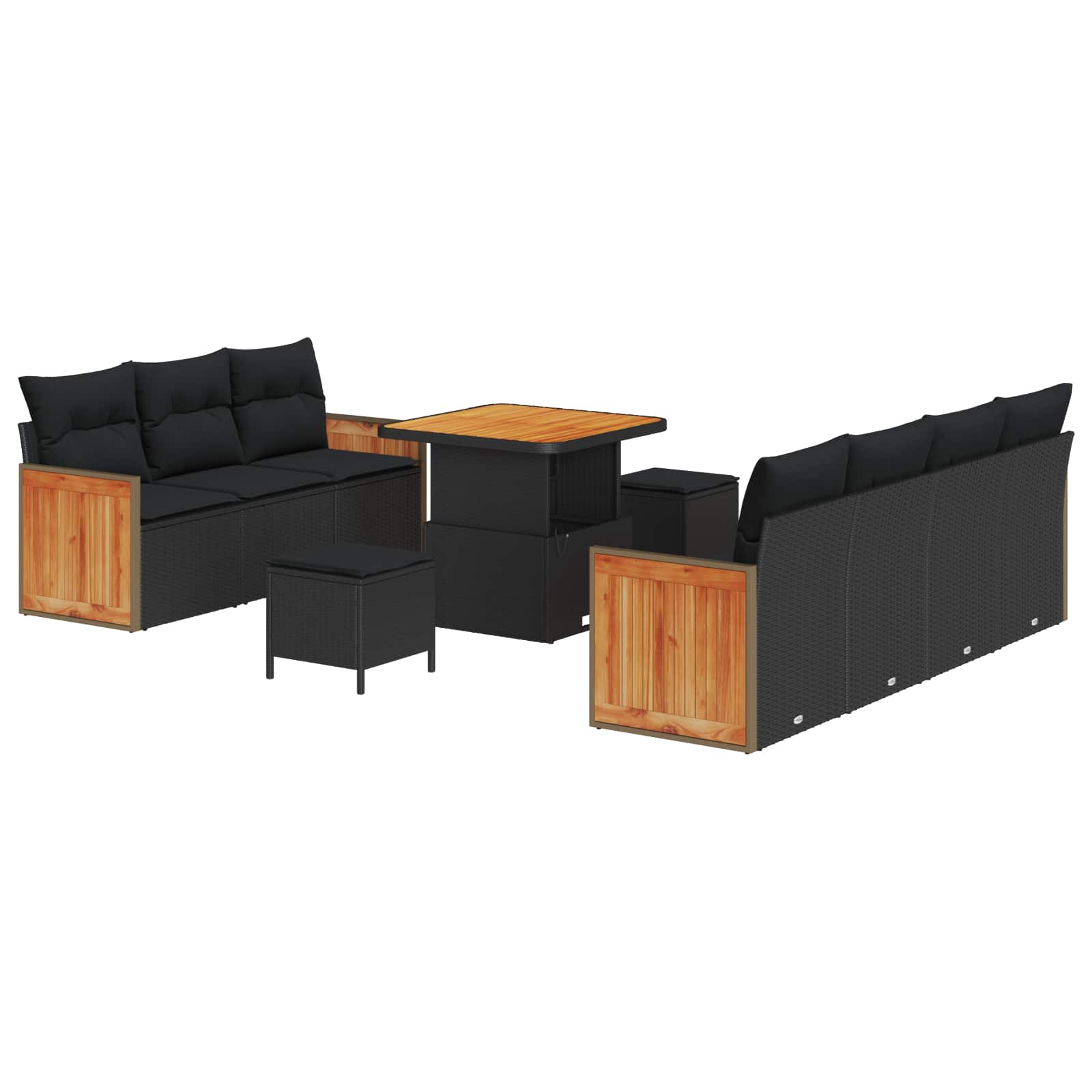 Σετ Καναπέ Κήπου με μαξιλάρι 13 pcs Μαύρο συνθετικό ρατάν