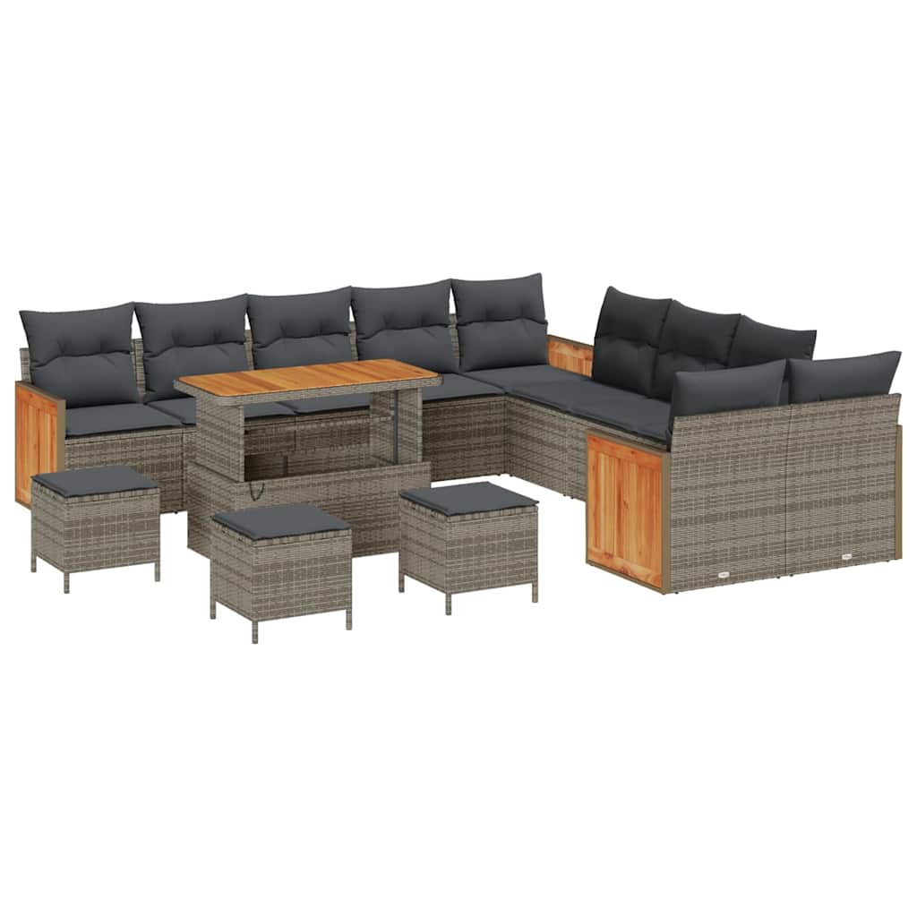 Σετ Καναπέ Κήπου με μαξιλάρι 18 pcs Γκρι συνθετικό ρατάν