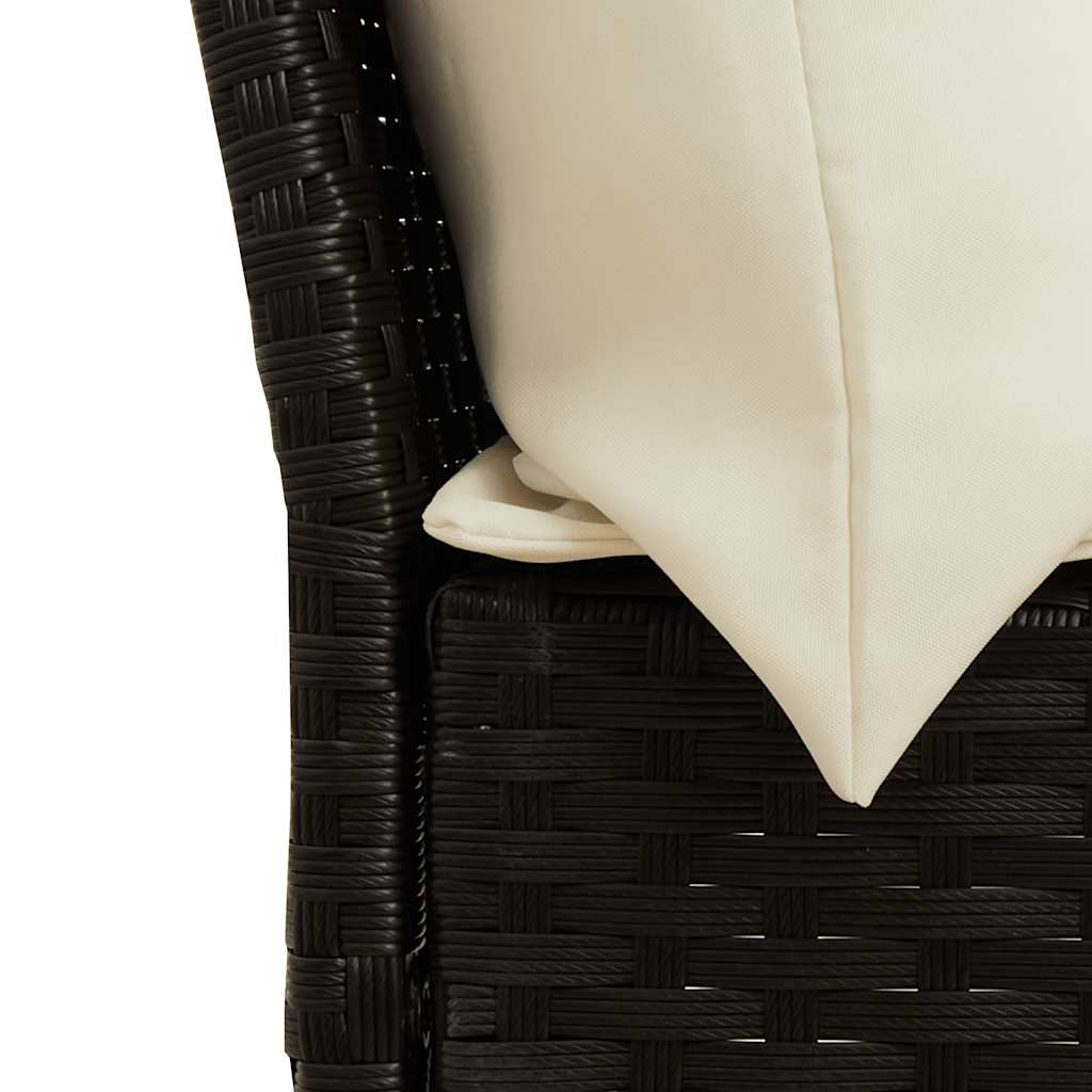 Καναπές Κήπου Μαύρος από Συνθετικό Ρατάν με Μαξιλάρια