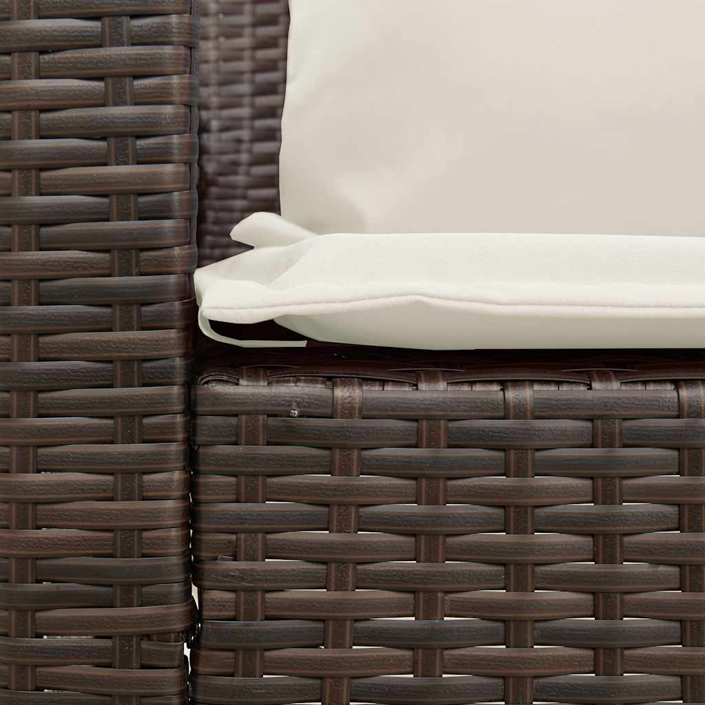 Καναπές κήπου με Μαξιλάρια Καφέ από Συνθετικό Ρατάν