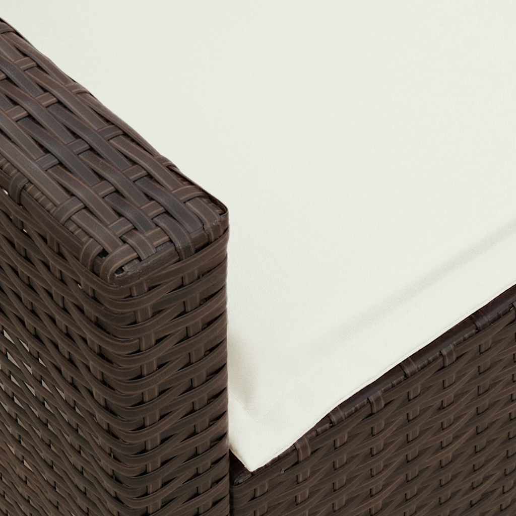 Καναπές κήπου με Μαξιλάρια Καφέ από Συνθετικό Ρατάν