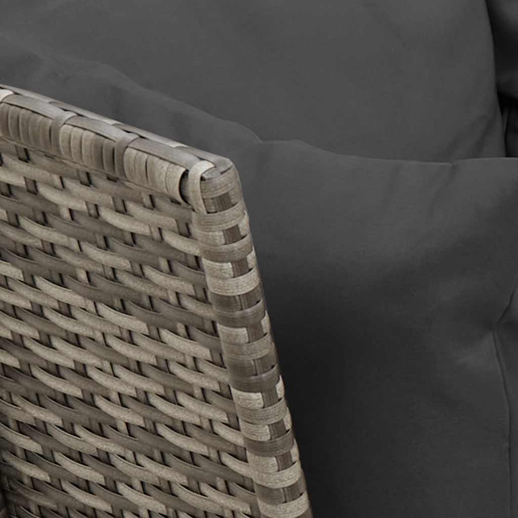 Καναπές Κήπου Γκρι από Συνθετικό Ρατάν με Μαξιλάρια