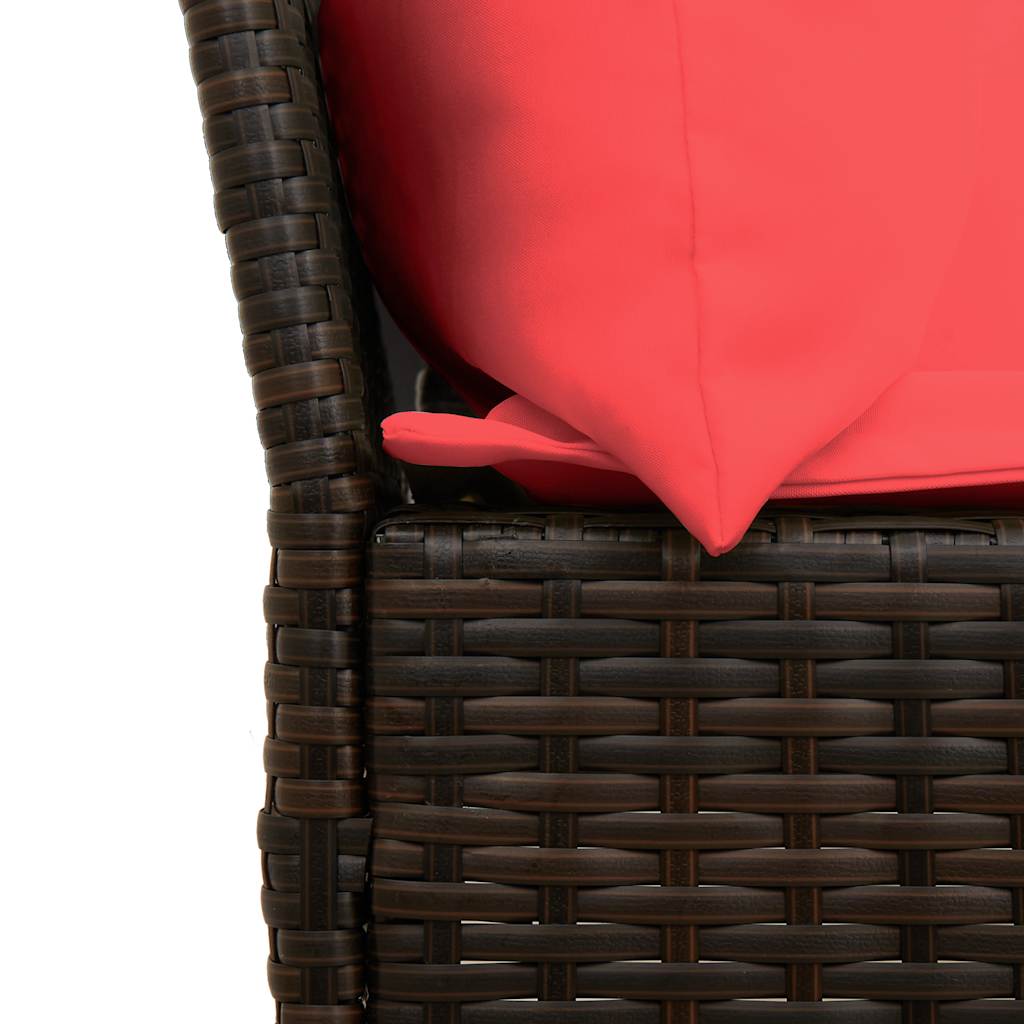 Καναπές κήπου με Μαξιλάρια Καφέ από Συνθετικό Ρατάν