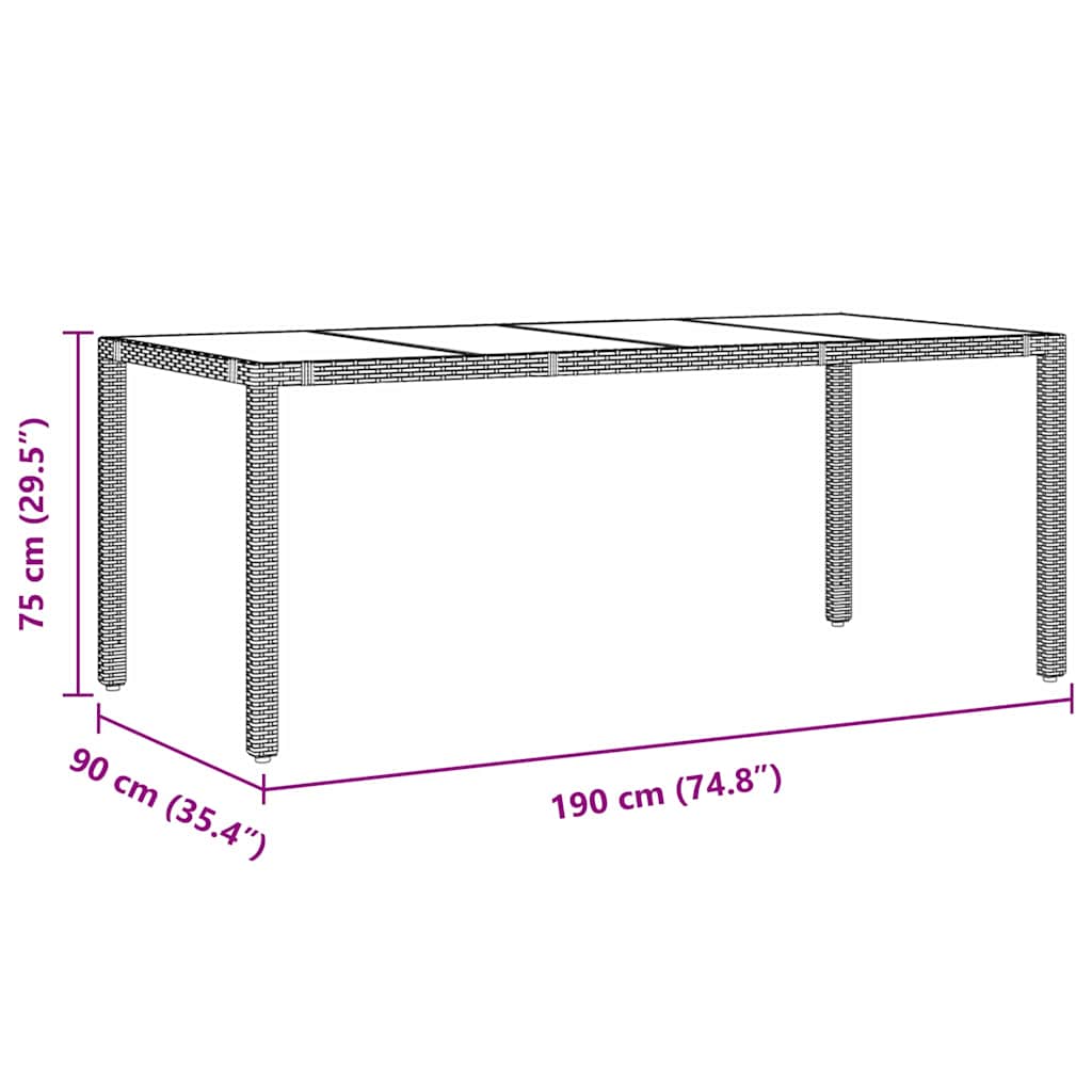 Σέτ φαγητού για κήπο 7 pcs Μαύρο συνθετικό ρατάν