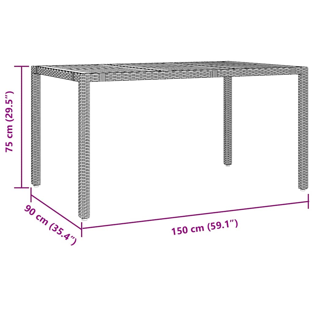 Σέτ φαγητού για κήπο 7 pcs Γκρι συνθετικό ρατάν - Pakobazaar