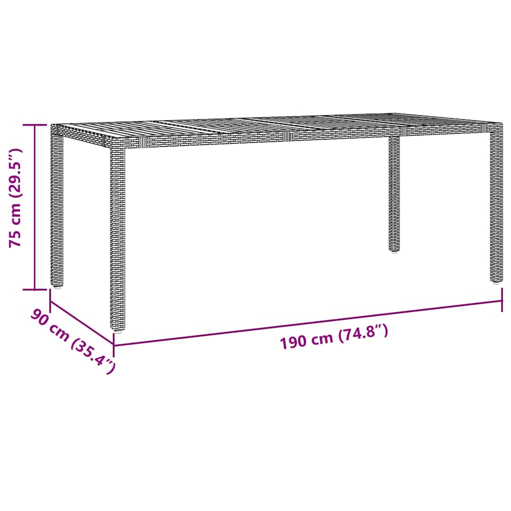 Σέτ φαγητού για κήπο 9 pcs Μαύρο συνθετικό ρατάν