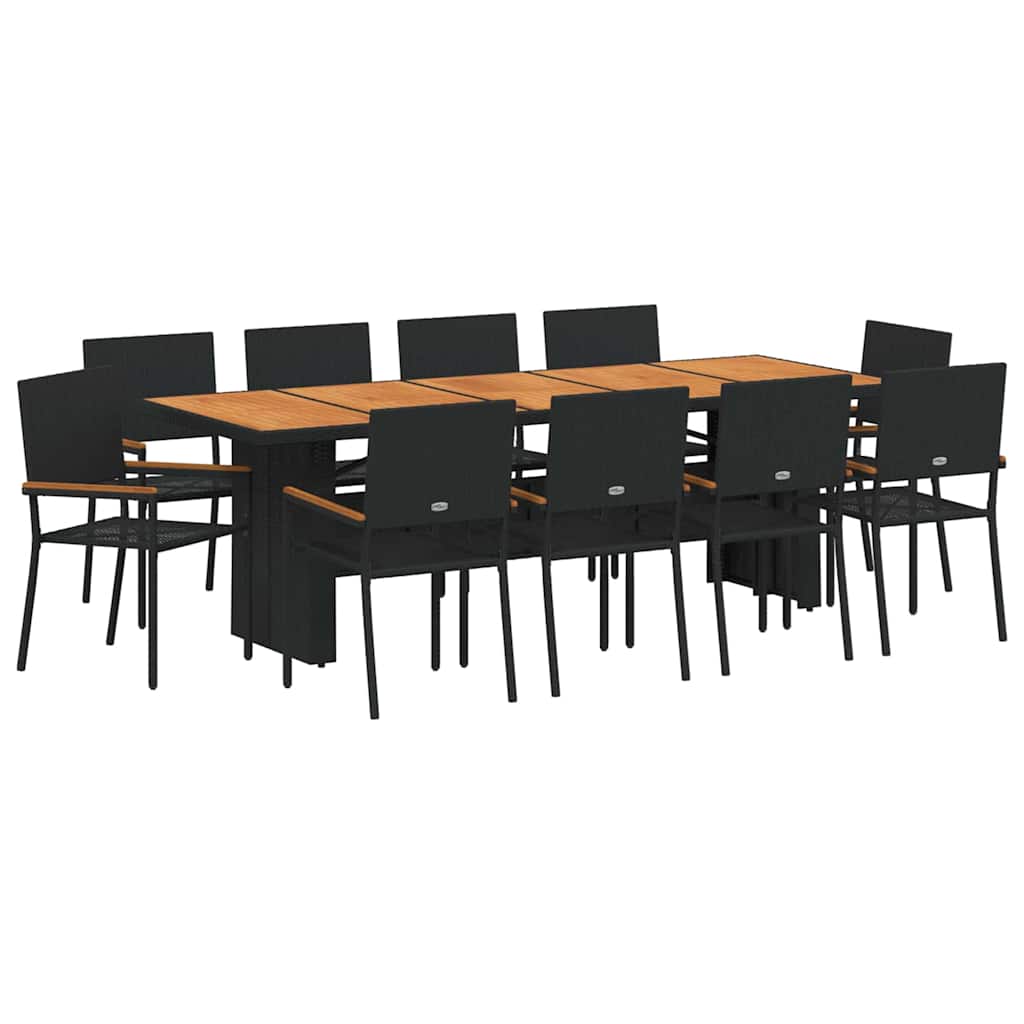 Σέτ φαγητού για κήπο 11 pcs Μαύρο συνθετικό ρατάν - Pakobazaar