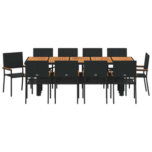 Σέτ φαγητού για κήπο 11 pcs Μαύρο συνθετικό ρατάν - Pakobazaar