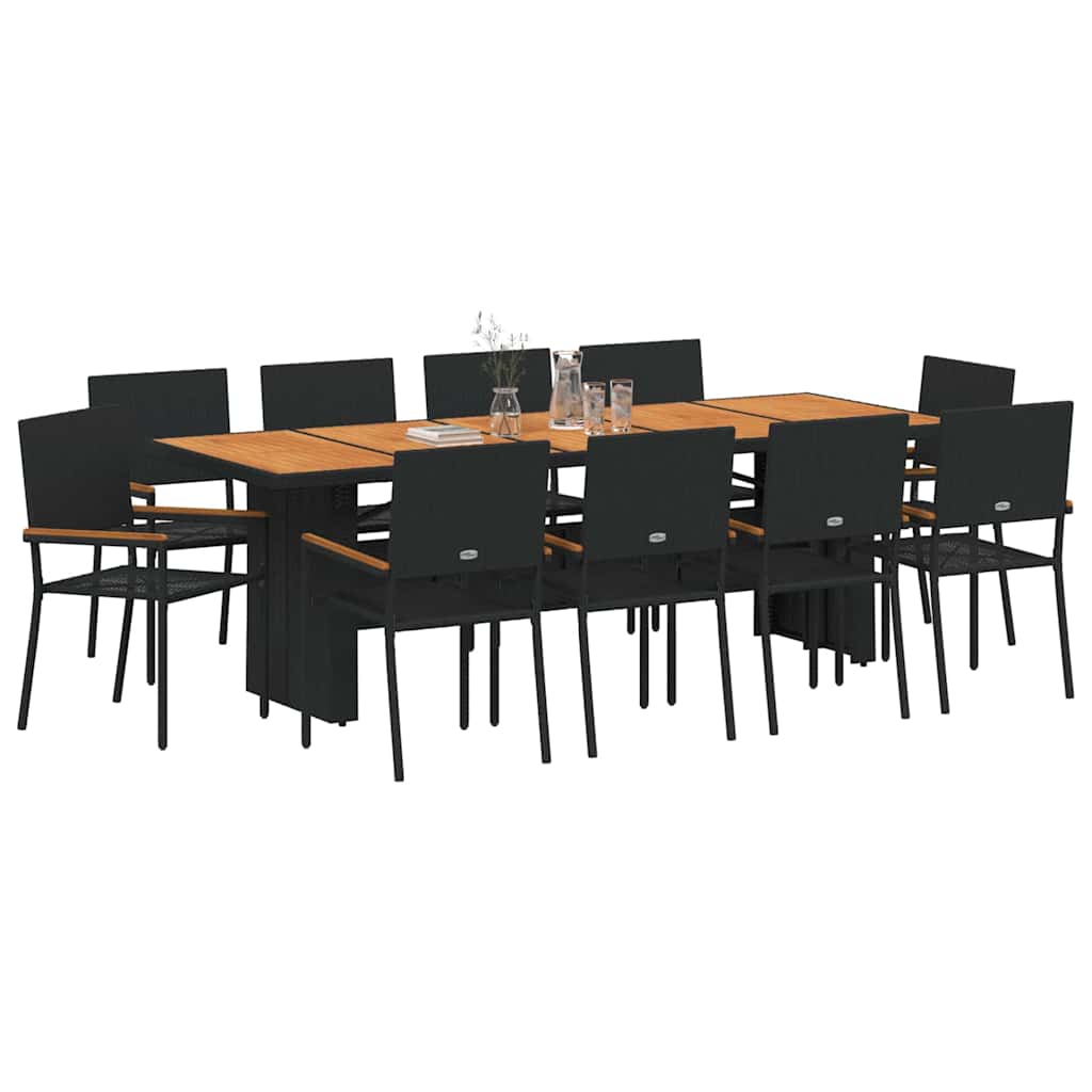 Σέτ φαγητού για κήπο 11 pcs Μαύρο συνθετικό ρατάν - Pakobazaar