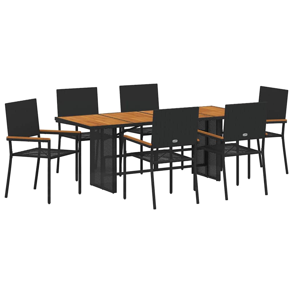 Σέτ φαγητού για κήπο 7 pcs Μαύρο συνθετικό ρατάν