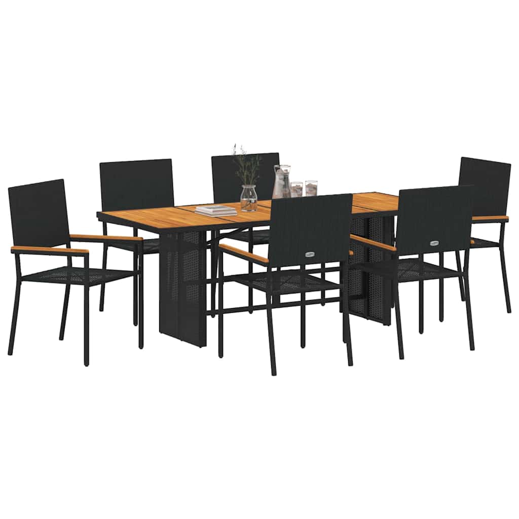 Σέτ φαγητού για κήπο 7 pcs Μαύρο συνθετικό ρατάν