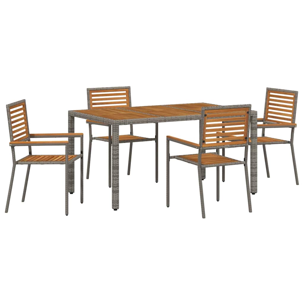 Σέτ φαγητού για κήπο 5 pcs Γκρι και Καφέ συνθετικό ρατάν - Pakobazaar