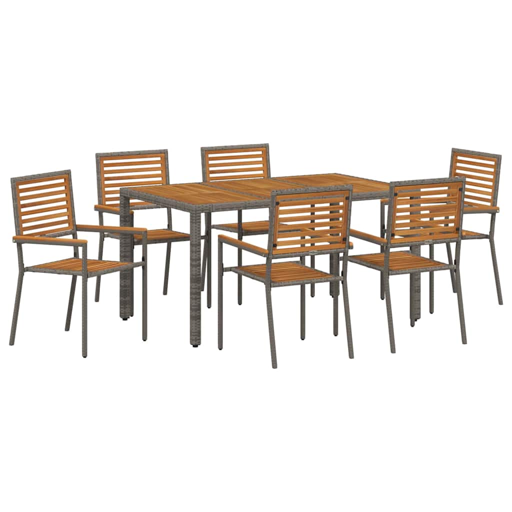 Σέτ φαγητού για κήπο 7 pcs Γκρι και Καφέ συνθετικό ρατάν - Pakobazaar
