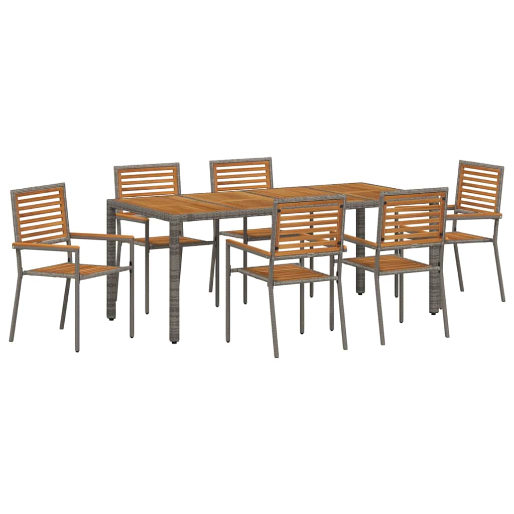 Σέτ φαγητού για κήπο 7 pcs Γκρι και Καφέ συνθετικό ρατάν