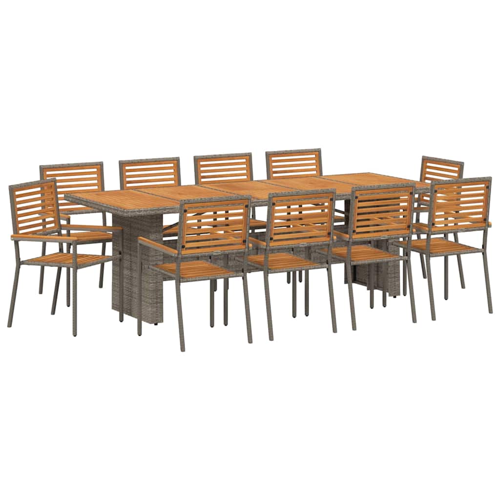 Σέτ φαγητού για κήπο 11 pcs Γκρι και Καφέ συνθετικό ρατάν - Pakobazaar