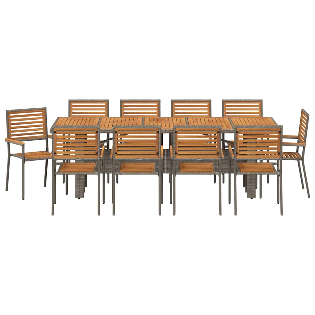 Σέτ φαγητού για κήπο 11 pcs Γκρι και Καφέ συνθετικό ρατάν - Pakobazaar