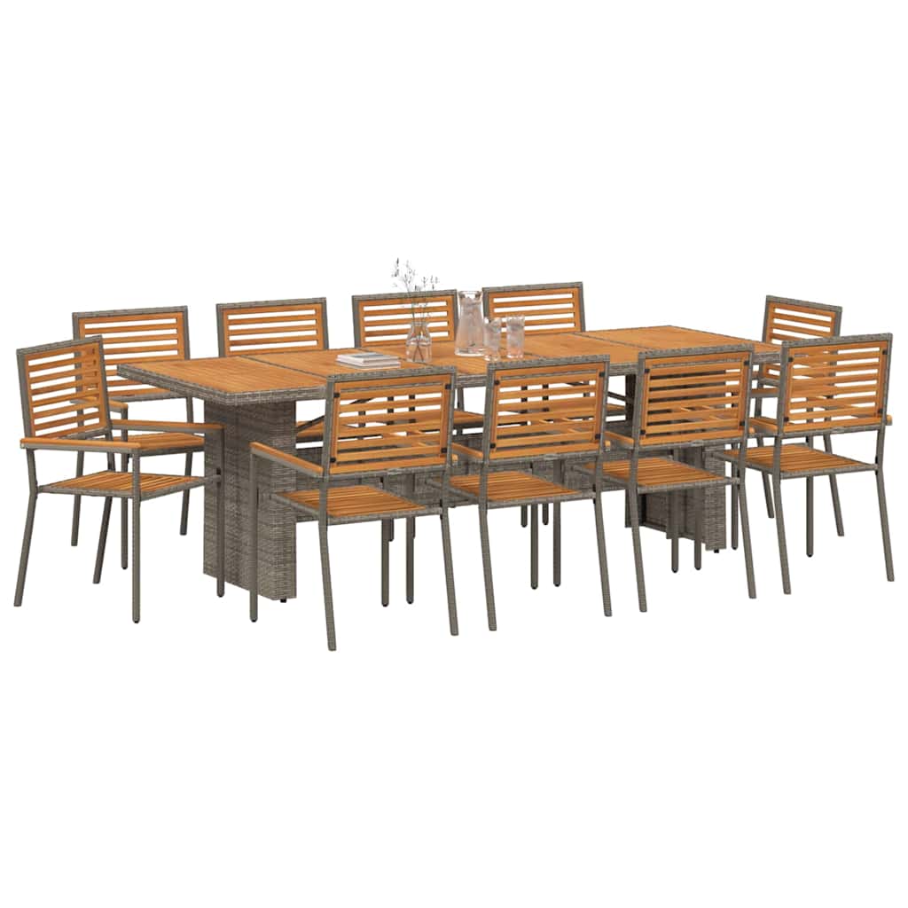 Σέτ φαγητού για κήπο 11 pcs Γκρι και Καφέ συνθετικό ρατάν - Pakobazaar