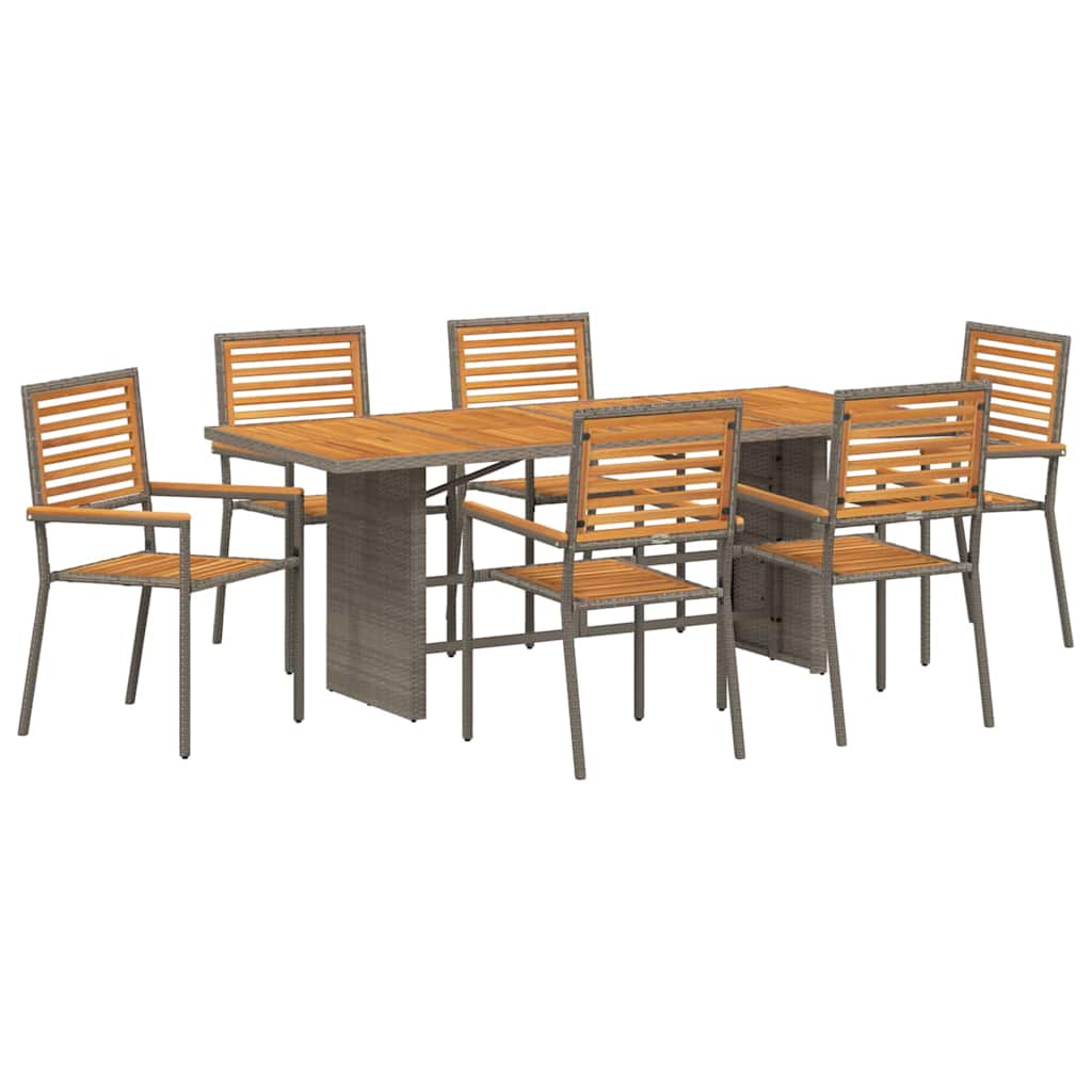 Σέτ φαγητού για κήπο 7 pcs Γκρι και Καφέ συνθετικό ρατάν