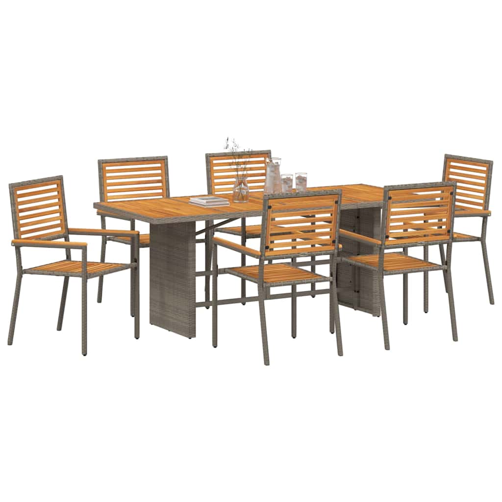 Σέτ φαγητού για κήπο 7 pcs Γκρι και Καφέ συνθετικό ρατάν