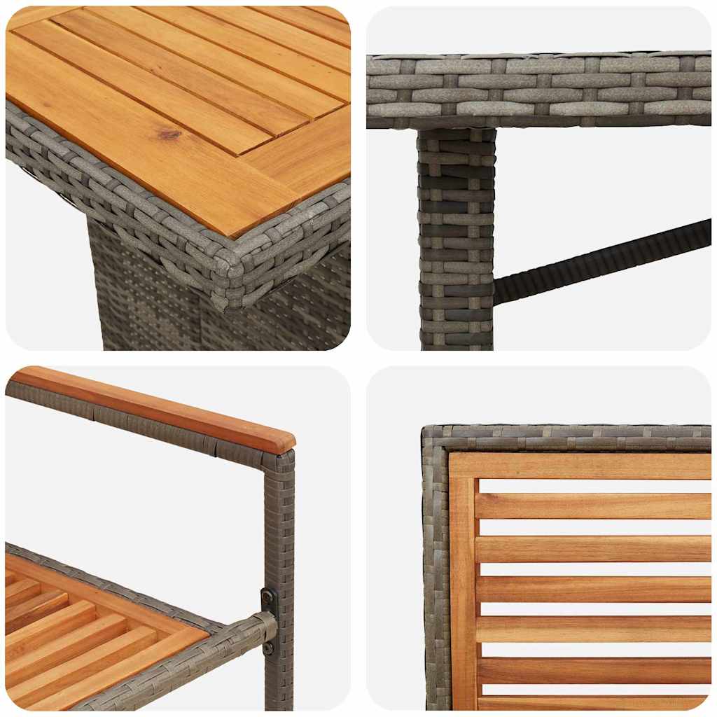 Σέτ φαγητού για κήπο 9 pcs Γκρι και Καφέ συνθετικό ρατάν