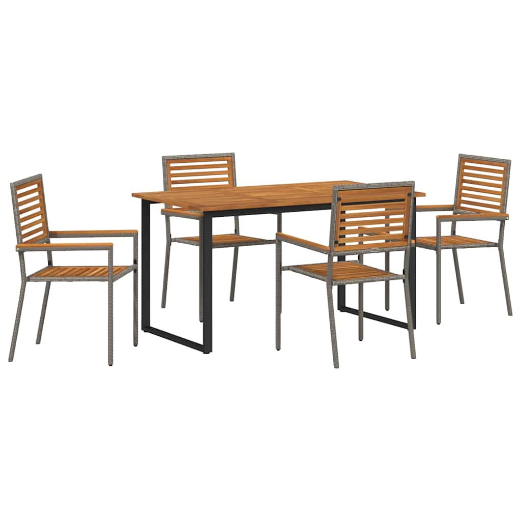 Σέτ φαγητού για κήπο 5 pcs Γκρι Στερεό Ξύλο Ακακίας - Pakobazaar